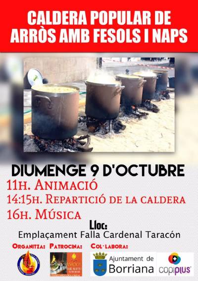 La falla Cardenal Tarancón celebrarà el 9 d'octubre amb una caldera d'arròs
