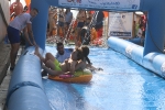 El tobogán acuático refresa el primer fin de semana de fiestas
