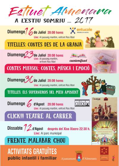 L'Estiuet 2017 llenará de actuaciones familiares la Playa Casablanca de Almenara