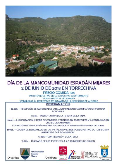 La Mancomunidad Espadán Mijares celebra su día este sábado 2 de junio en Torrechiva