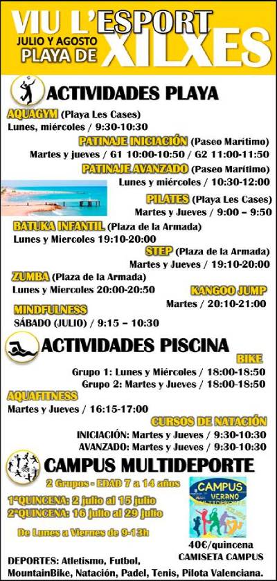 Xilxes ofrece un amplio programa de actividades deportivas para el verano