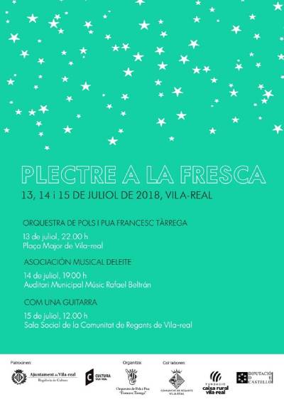 La quinta edición del festival Plectre a la Fresca programa tres conciertos con orquestas de Vila-real, Toledo y Elche