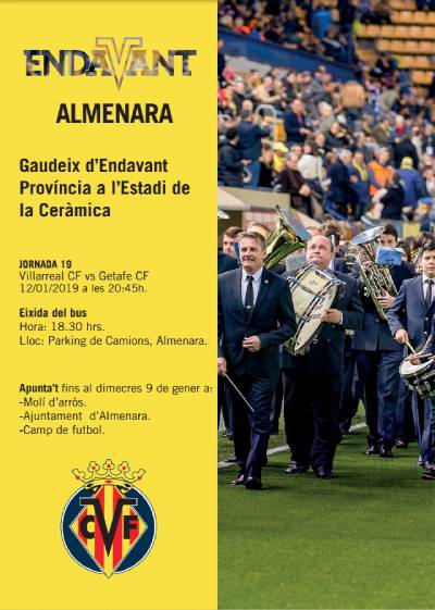Almenara serà protagonista en el partit de fútbol Villarreal-Getafe