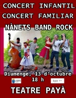 Concierto para niños y niñas con Nànets Band Rock el domingo en el teatro Payà