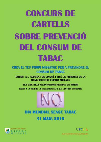 La Mancomunitat Espadà Millars organitza un concurs de cartells del Dia Mundial Sense Tabac