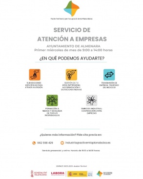 El Pacto Territorial por el Empleo de la Plana Baixa ofrecer un servicio presencial de atencin a empresas en el Ayuntamiento de Almenara