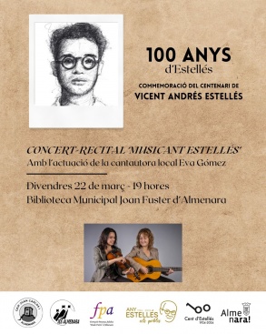 Almenara conmemorar el centenario de Vicent Andrs Estells con el concierto 'Musicant Estells' de Eva Gmez