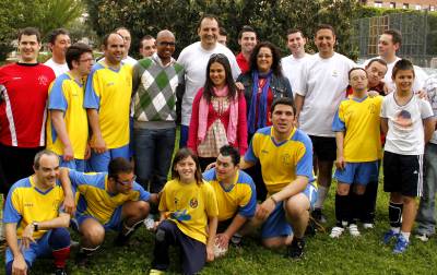 Marcos Senna, en la jornada de hermanamiento con el centro ocupacional para discapacitados El Molí
