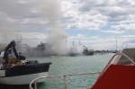 Arde un remolcador en el puerto de Burriana