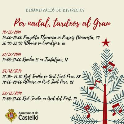 El Grau programa la festa de Cap d'Any, 'tardeos' i activitats infantils per a aquest Nadal