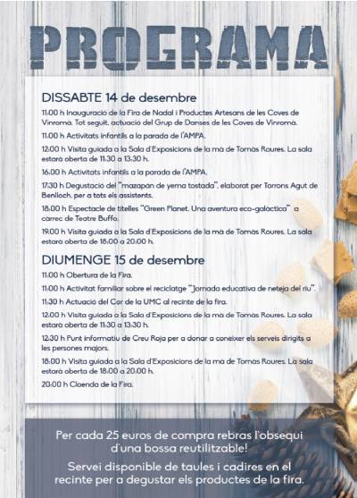 Ms de 30 parades i una variada programaci donaran vida a la Fira de Nadal de les Coves de Vinrom