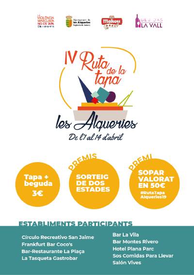 La IV Ruta de la Tapa de les Alqueries repartirà sis premis entre els participants