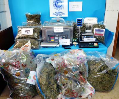 La Policía Nacional detiene a once personas y desarticula un centro de envasado y prensado de marihuana