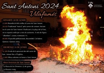 Vilafams venera a Sant Antoni amb foc, rotllos i animals