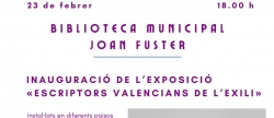 Exposicin sobre escritores valencianos del exilio en la Biblioteca Municipal Joan Fuster de Almenara