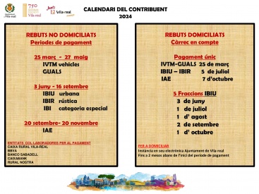 Ayuntamiento de Vila-real publica calendario fiscal para 2024